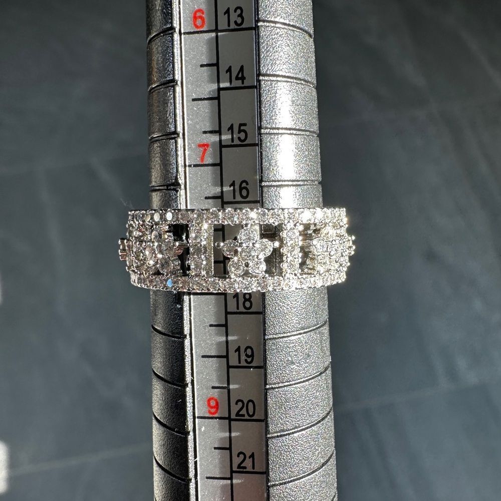 NEW Dazzling CZ Star Ring 18K White Gold (silver-tone) Celestial Cosmic Sz 7.75 - Picture 3 of 11